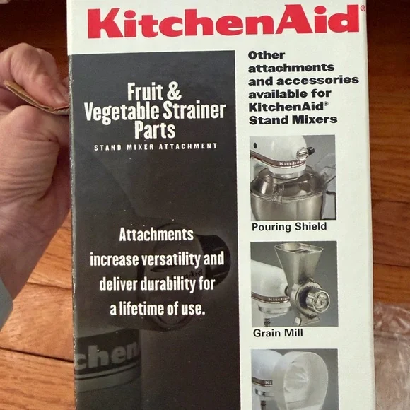New in box KitchenAid White Fruit Vegetable Strainer parts Set mixer - Picture 7 of 8